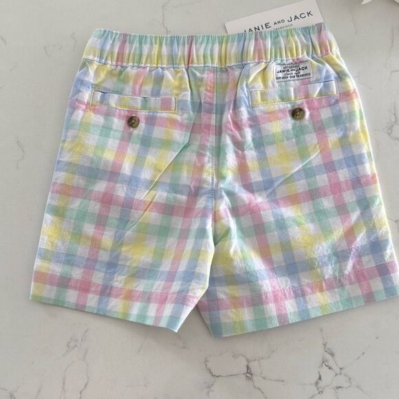 Janie and Jack Gingham Poplin Pull-On Short in White Gingham Size 12/18 Months - Picture 6 of 8